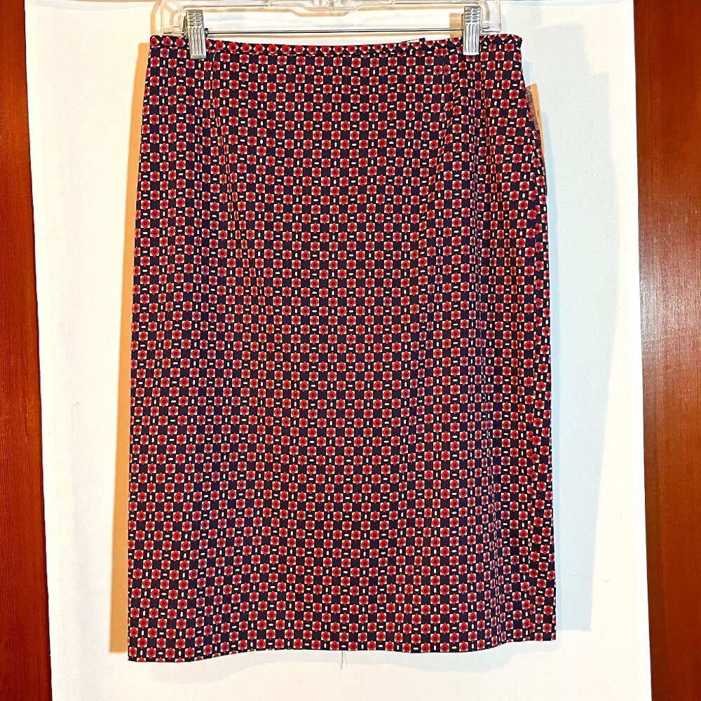 NWT Dillards Navy Geo Dot Pencil Lined Skirt